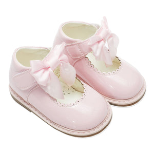 Baby Pink Tia Ribbon Bow Patent Shoes - Infant 3 To 10