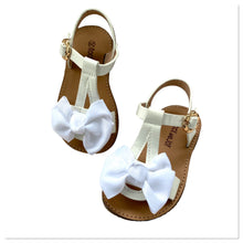 Load image into Gallery viewer, White Ava Bow Sandals - Junior 8.5, 10 &amp; 11 Only
