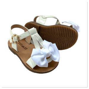 White Ava Bow Sandals - Junior 8.5, 10 & 11 Only