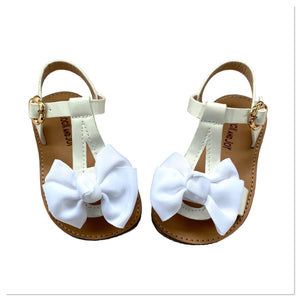 White Ava Bow Sandals - Junior 8.5, 10 & 11 Only