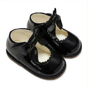 Black Tia Ribbon Bow Patent Shoes - Infant 3 To 10