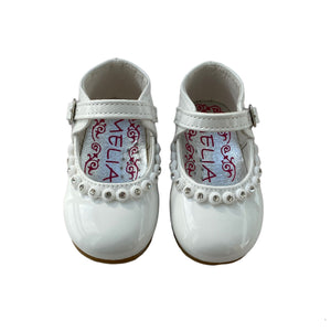 Melia White Diamonte Shoes - Infant 3 To 8