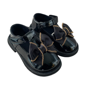 Black Bow Shoes - Infant 4.5 To Junior 10