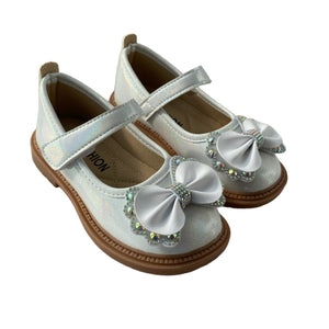 White Sparkle Bow Shoes - Junior 9 To 13