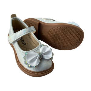 White Sparkle Bow Shoes - Junior 9 To 13