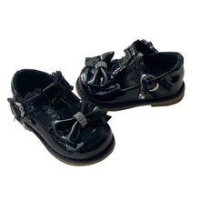 Load image into Gallery viewer, Black Frill Diamonte Bow Shoes - Infant 2 To 7
