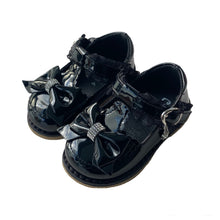 Load image into Gallery viewer, Black Frill Diamonte Bow Shoes - Infant 2 To 7
