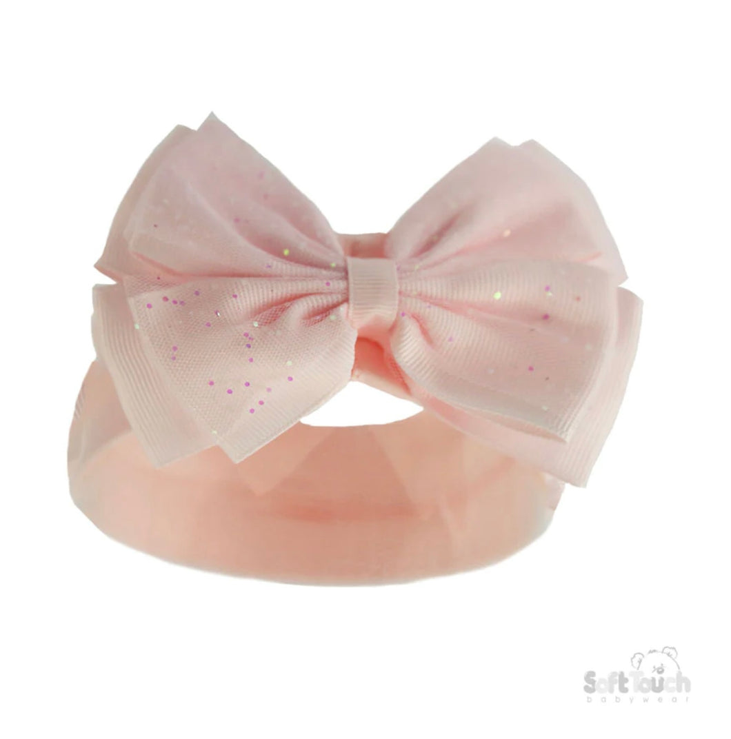 Baby Pink Headbands With Glitter Bow