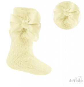 Yellow Pelerine Knee High Bow Socks - Newborn To 24 Months