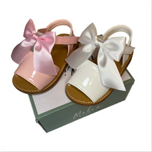Load image into Gallery viewer, Melia Pink Ribbon Bow Sandals - Infant 4 To Junior 12.5
