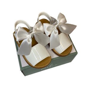 Melia White Ribbon Bow Sandals - Infant 4 To Junior 12
