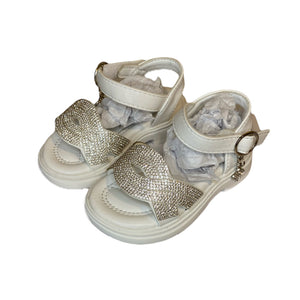 White Sparkle Diamonte Sandals - Infant 3 To Junior 2