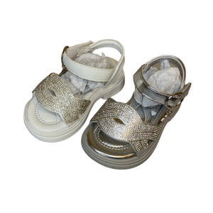 Silver Sparkle Diamonte Sandals - Infant 3 To Junior 2
