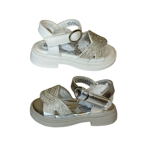 White Sparkle Diamonte Sandals - Infant 3 To Junior 2