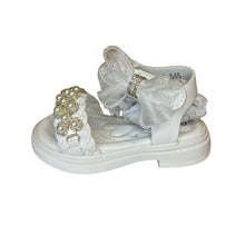 Load image into Gallery viewer, White Sparkle Bow Sandals - Infant 3 To Junior 2
