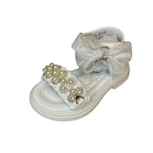 Load image into Gallery viewer, White Sparkle Bow Sandals - Infant 3 To Junior 2
