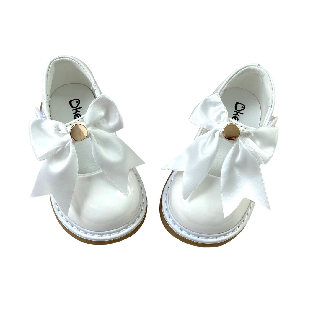 White Clara Ribbon Bow Shoes - Infant 3 To 8