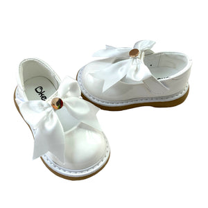 White Clara Ribbon Bow Shoes - Infant 3 To 8