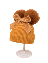 Load image into Gallery viewer, Ribbed Bow Pom Pom Hats
