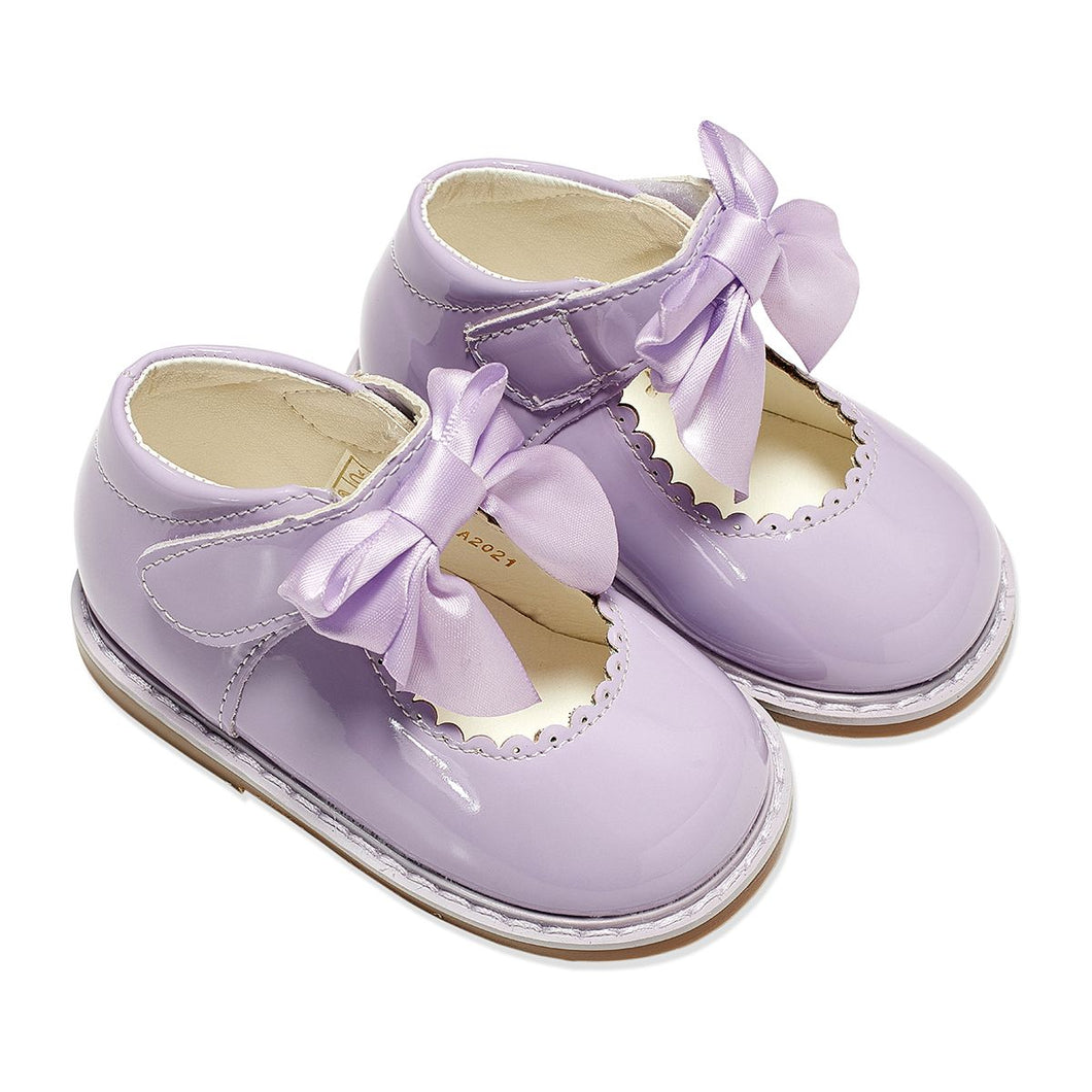 Lilac Tia Ribbon Bow Patent Shoes - Infant 3 To 10