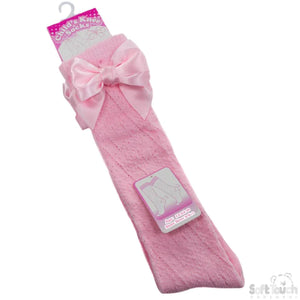 Pink Pelerine Knee High Bow Socks - Newborn To Age 6