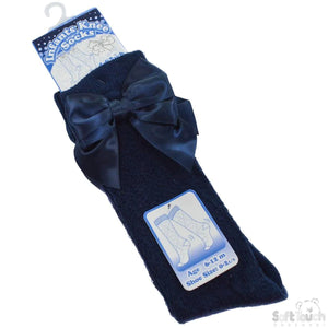 Navy Pelerine Knee High Bow Socks - Newborn To 24 Months