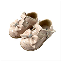 Load image into Gallery viewer, Beige Frill Diamonte Bow Shoes - Infant 2 To 7
