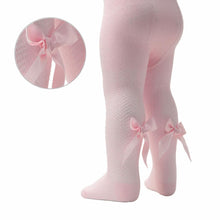 Load image into Gallery viewer, Pink Chevron Ribbon Bow Tights - Newborn To Age 5
