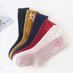 Ribbed Knee High Double Bow Socks - Age 3 To 12 Years