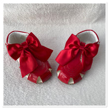 Load image into Gallery viewer, Red Sevva Ribbon Bow Sandals - Infant 2, 6, 7 Only
