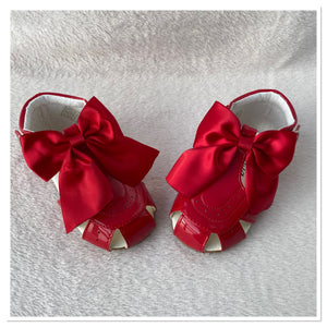 Red Sevva Ribbon Bow Sandals - Infant 2, 6, 7 Only