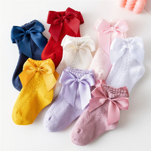 Load image into Gallery viewer, Open Work Ribbon Bow Ankle Socks - Newborn To Age 5

