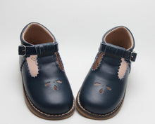 Load image into Gallery viewer, Navy Leather T Bar Shoes - Infant 4 To Junior 10

