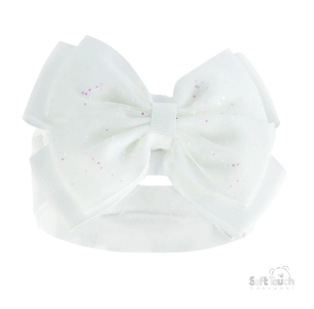 White Headbands With Glitter Bow