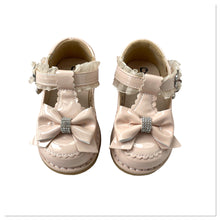 Load image into Gallery viewer, Beige Frill Diamonte Bow Shoes - Infant 2 To 7
