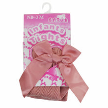 Load image into Gallery viewer, Rose Gold Chevron Ribbon Bow Tights - Newborn To Age 5
