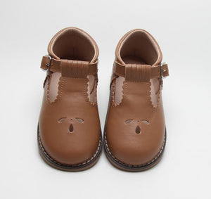 Tan Leather T Bar Shoes - Infant 4 Only (LAST ONE)