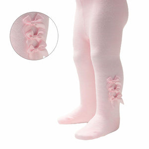 Pink Trio Ribbon Bow Tights - Newborn To 12 Months