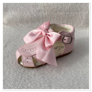 Baby Pink Sevva Ribbon Bow Sandals - Infant 2 To 8
