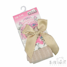 Load image into Gallery viewer, Beige Chevron Ribbon Bow Tights - Newborn To Age 5
