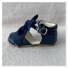 Load image into Gallery viewer, Navy Sevva Ribbon Bow Sandals - Infant 2 To 7
