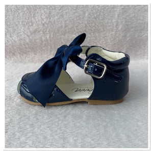 Navy Sevva Ribbon Bow Sandals - Infant 2 To 7