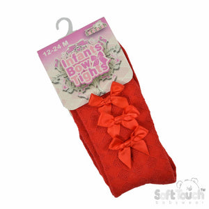 Red Trio Ribbon Bow Tights - Newborn To 6 Months