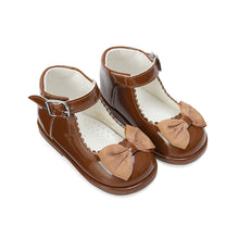 Load image into Gallery viewer, Brown Tia Patent Bow Shoes - Infant 3 To 10
