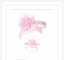 Load image into Gallery viewer, Flower Ribbon Bow Headband - Pink/White HB45
