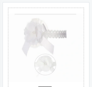 Flower Ribbon Bow Headband - Pink/White HB45