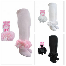 Load image into Gallery viewer, Frilly Organza Tights With Ribbon Bow - Newborn To 6 Months
